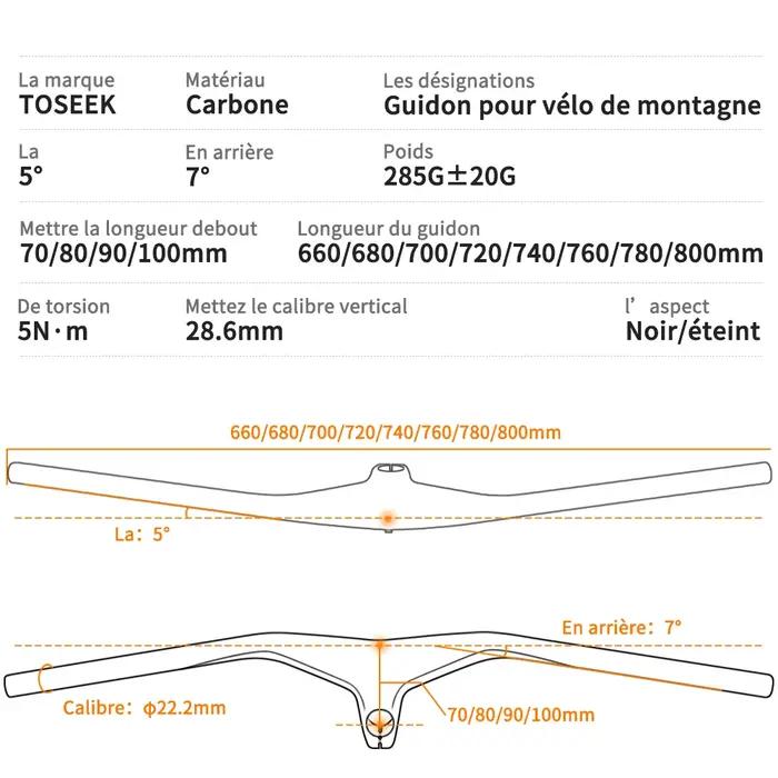 TOSEEK – guidon et tige de vtt intégrés en carbone
