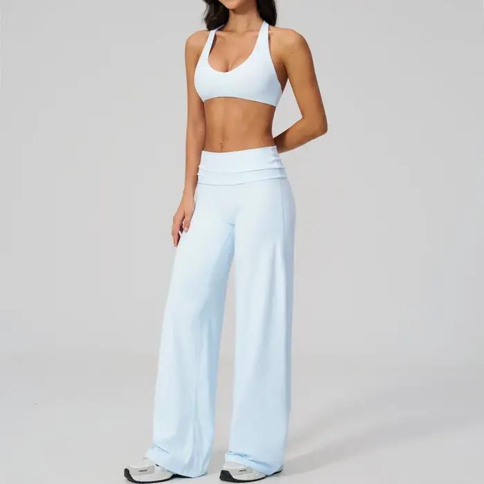 Ensemble de survêtement féminin mode estivale décontractée dos élégant sexy pour gym et fitness activité physique femme