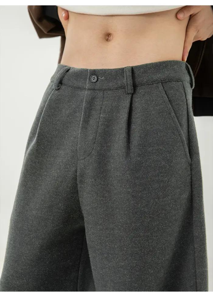 Pantalon décontracté en laine texturée pour hommes, drapé, ample, jambe droite, pantalon de costume