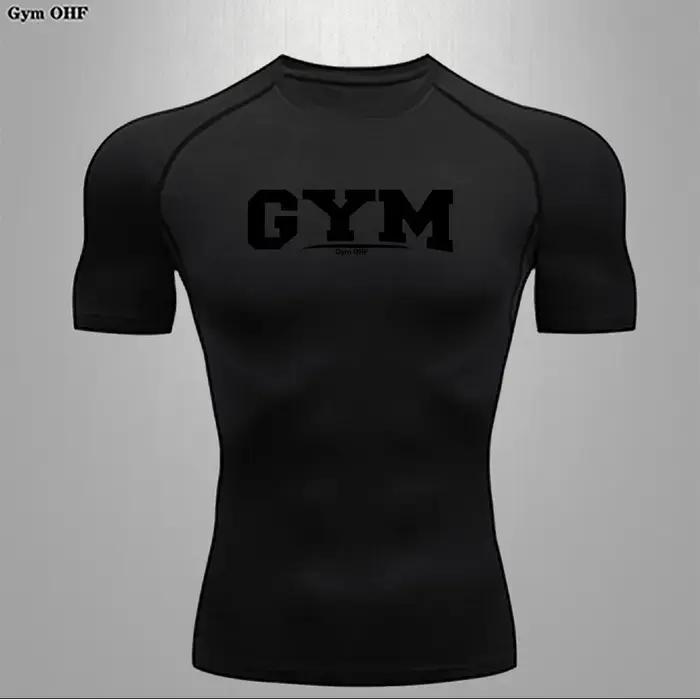 T-shirt compression homme été - Haut sport technique séchage rapide pour entraînement extérieur running