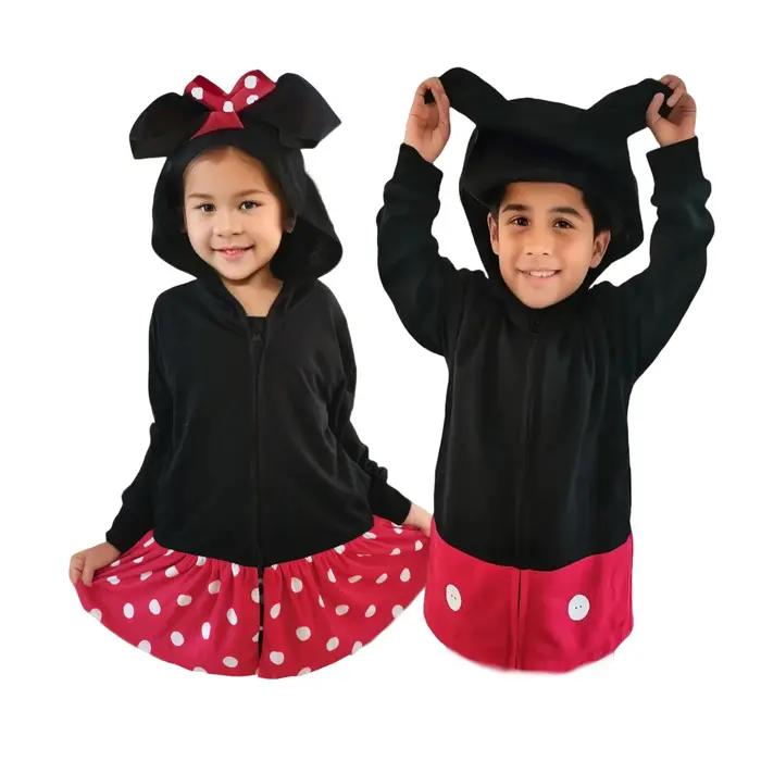 Sweat à capuche inspiré de la princesse pour fille, avec poches à nœuds, points rouges, haut mignon
