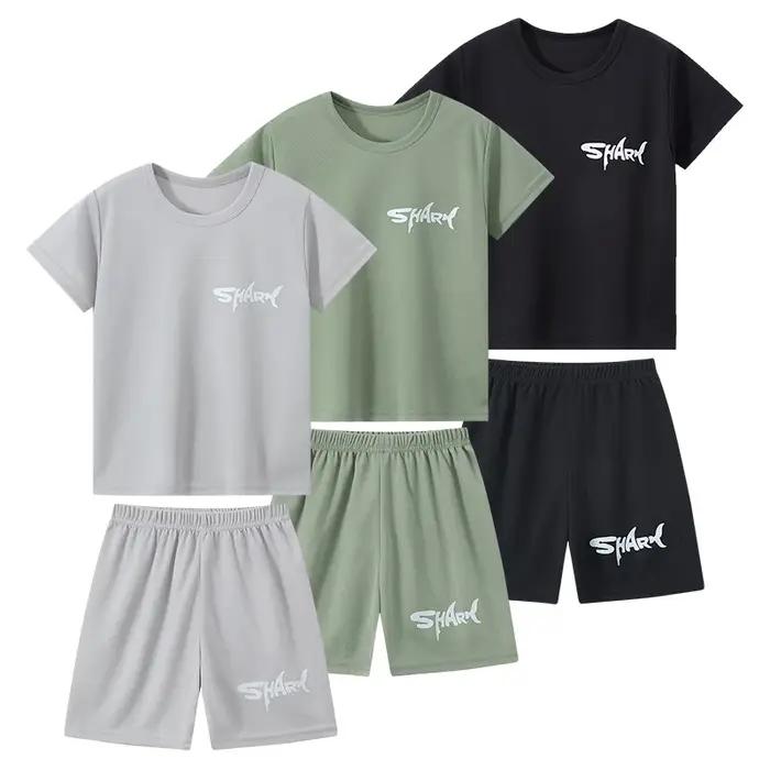 Combinaison de sport 2 pièces pour enfants, lettre d'été, séchage rapide, pour garçons et filles, T-