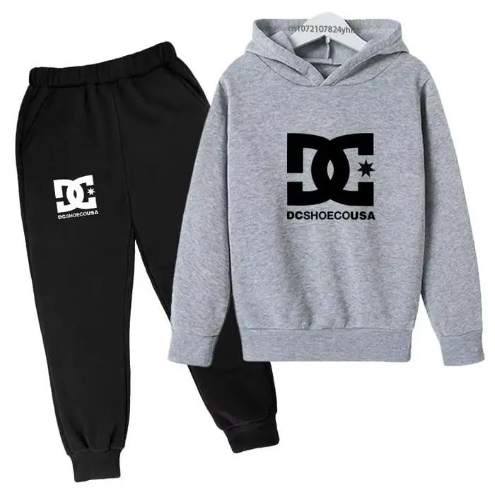 Enfants printemps automne décontracté Simple imprimé 2 pièces sweat à capuche + pantalon survêtement