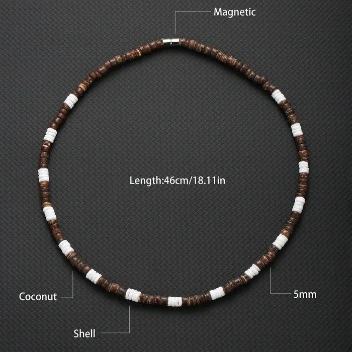 Collier Hombre bohême mâle surfeur collier pour homme bijoux coquille de noix de coco homme en bois