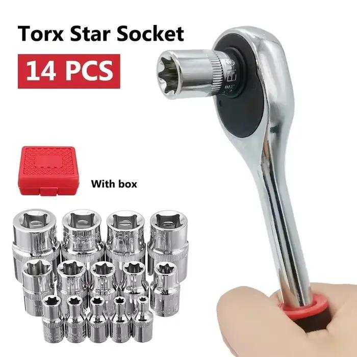 Jeu de douilles en forme d'étoile femelle Torx Bit, outil de réparation de voiture, 5/14 pouces, 1/4