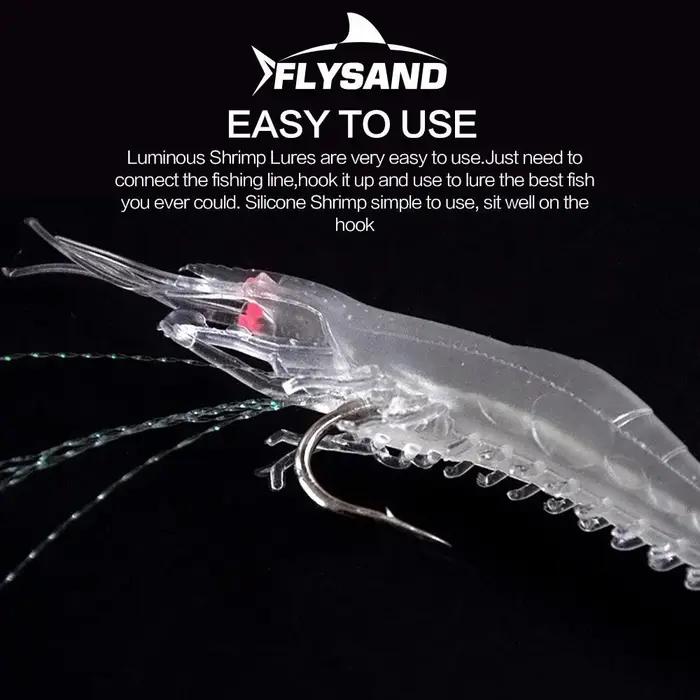 FLYSAND leurre à crevettes avec crochets leurres de pêche souples lumineux appâts à crevettes appâts