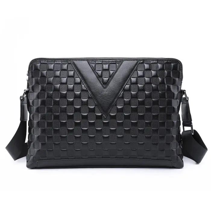 SENOFAN 2025 marque sac à bandoulière hommes véritable cuir de vache Plaid gaufrage sac à main mâle