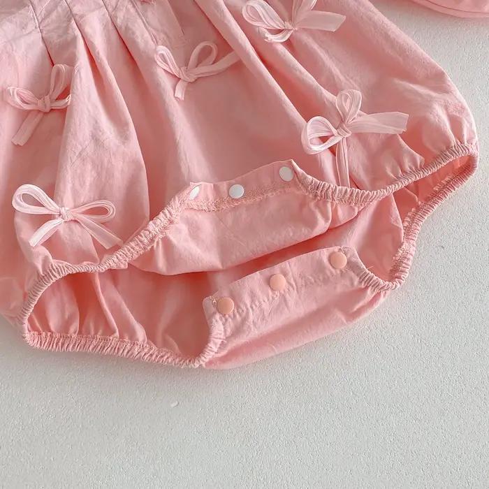 Combinaison d'escalade triangulaire à manches longues pour bébé fille, avec nœud mignon, combinaison