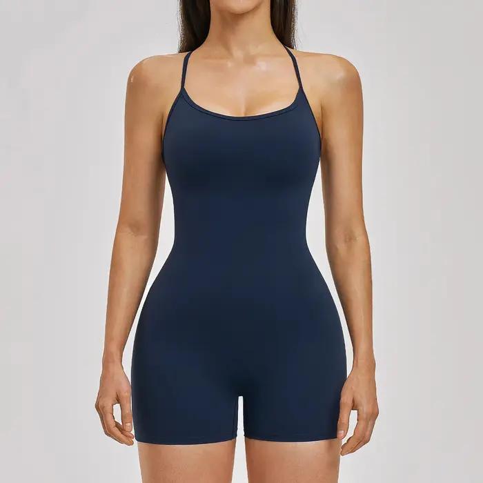 Combinaison Yoga Une Pièce Femme Avec Soutien-Gorge Intégré Pour Tenue Fitness Et Bien-Être Sportif