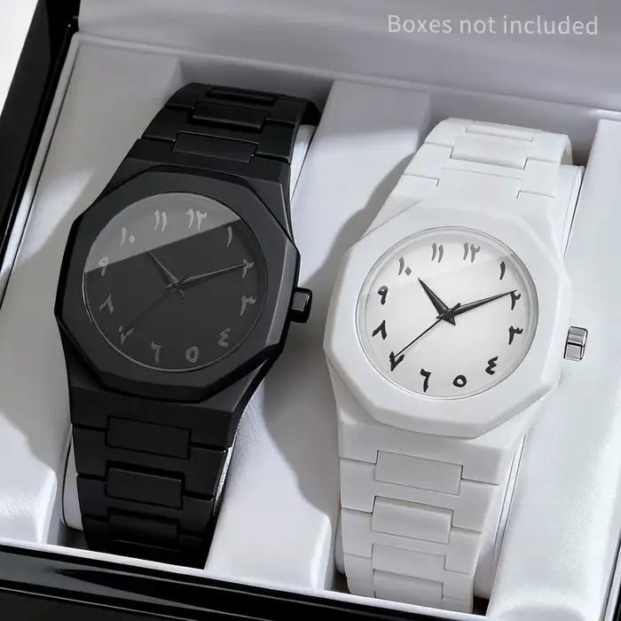 2 pièces mode hommes montres à Quartz ensemble décontracté bracelet en plastique homme sport montre-