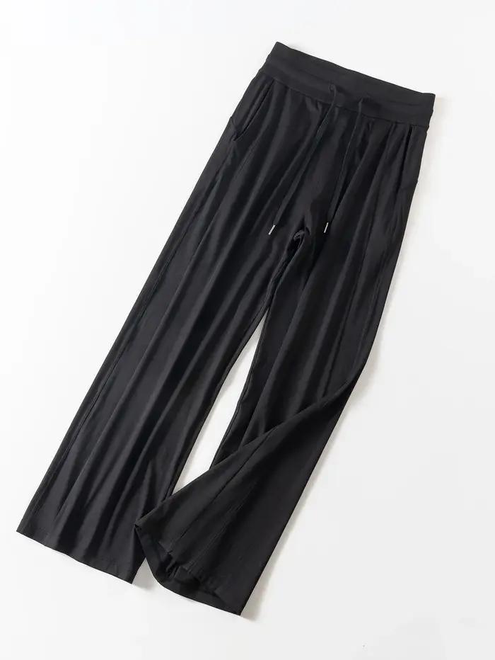 Pantalon décontracté en soie glacée avec cordon - Jambes larges pour maison et yoga été
