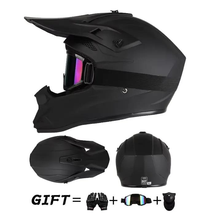 Casque de moto tout-terrain, rallye, descente, casque intégral avec lunettes, adapté à toutes les saisons, pour hommes, femmes et enfants