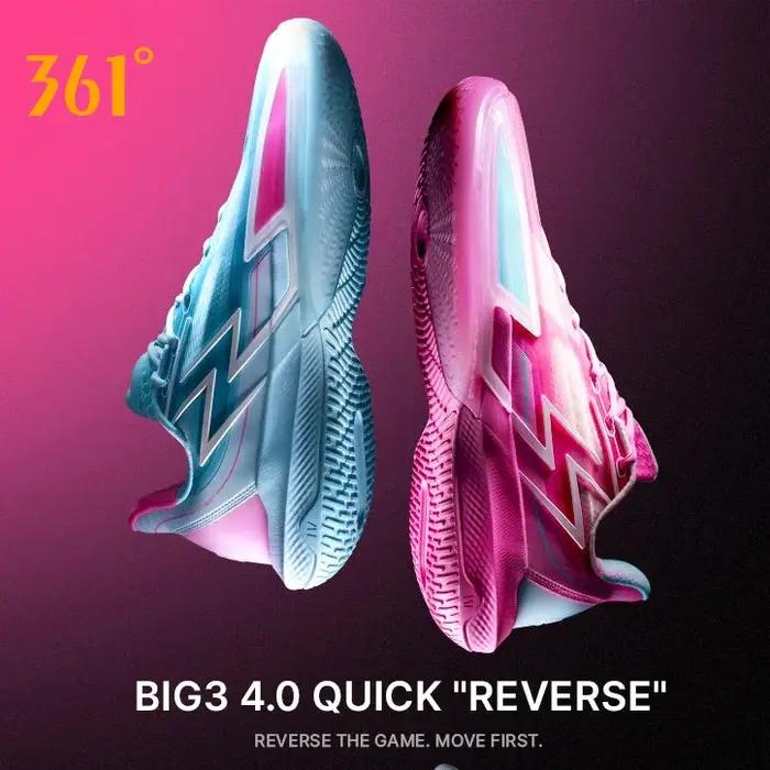 Chaussures de sport 361 degrés BIG3 4.0 pour hommes résistantes et antidérapantes baskets basket-ball confortables et durables