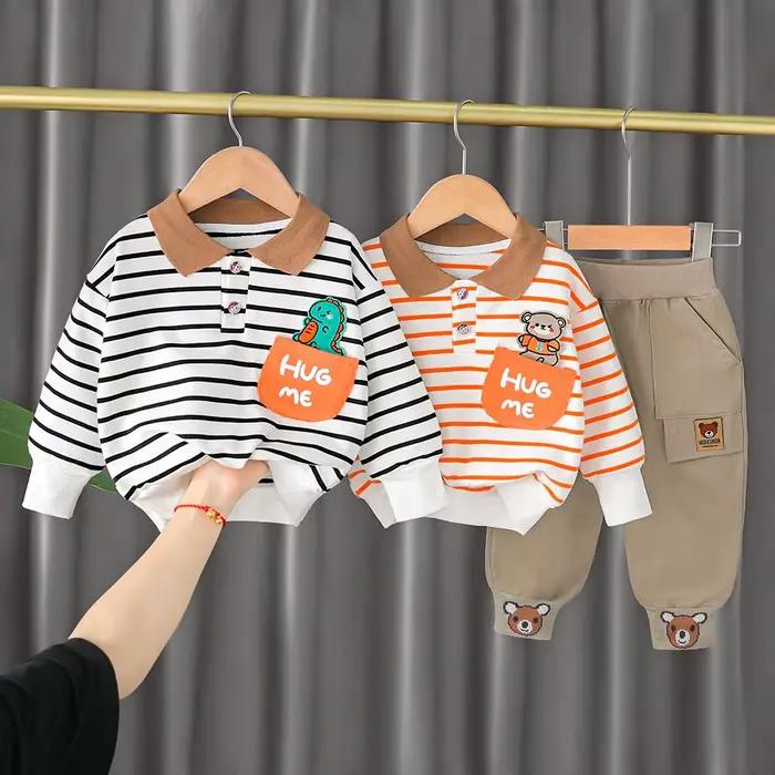 Survêtement de printemps pour tout-petits avec sweat-shirt et pantalon ours de dessin animé pour enfants mode garçon vêtements de sport pour bébés ensemble de vêtements