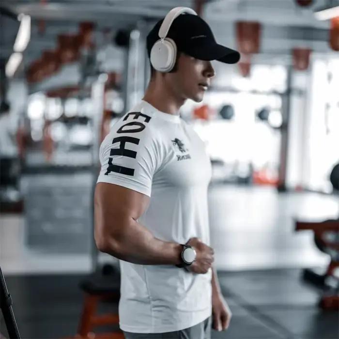T-shirt à manches courtes pour homme, vêtement de sport, de loisirs, de course, de fitness, à séchag