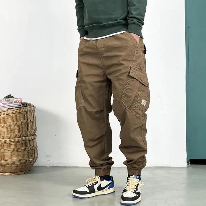 Pantalon Cargo Multi-Poches Vintage Américain pour Homme, Streetwear d'Extérieur, Jogging, Vêtements