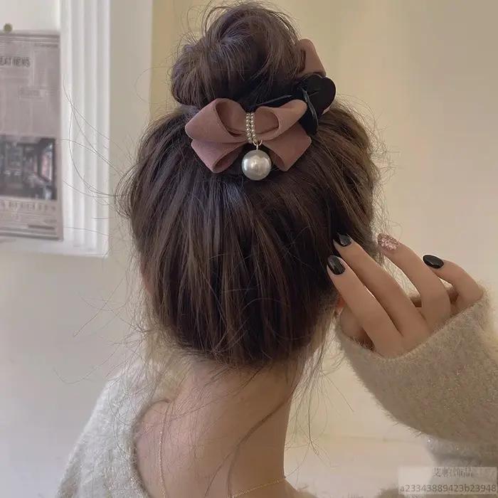 1 morceau d'arc, pince à perles, tempérament, pince requin, accessoire pour cheveux en tissu de Styl