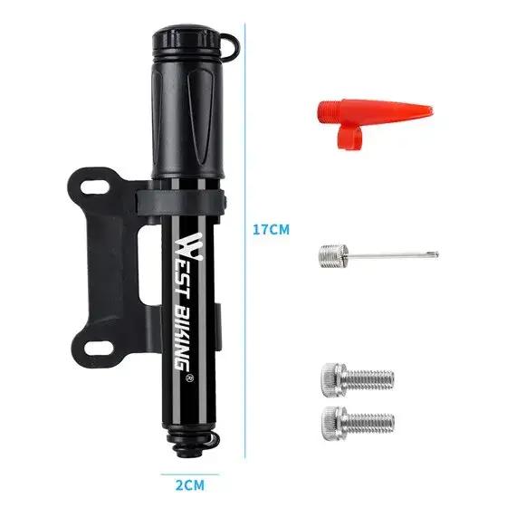 WEST BIKING-Mini pompe à air manuelle en alliage d'aluminium pour vélo, gonfleur d'opathie, assujetS