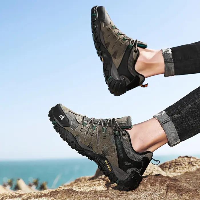 HIKEUP chaussures de randonnée pour hommes chaussures d'extérieur en daim et cuir résistant à l'usur