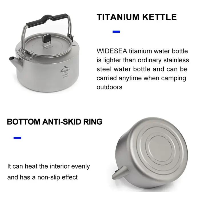 Widesea Camping titane bouilloire en plein air thé café bouilloire vaisselle Pot fournitures plats t