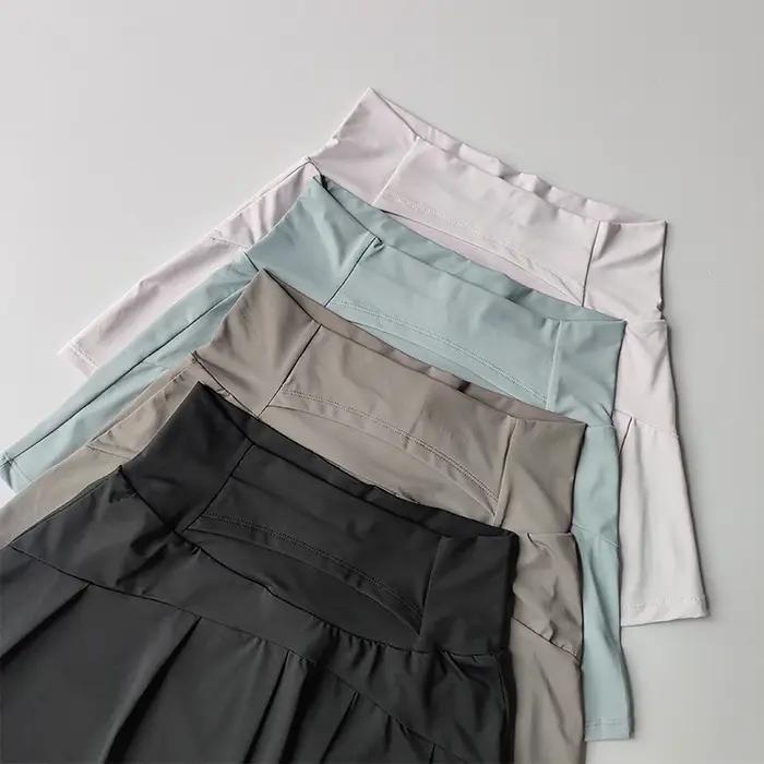 Jupe sport courte taille haute femme - Short doublé anti-éblouissement fitness yoga été