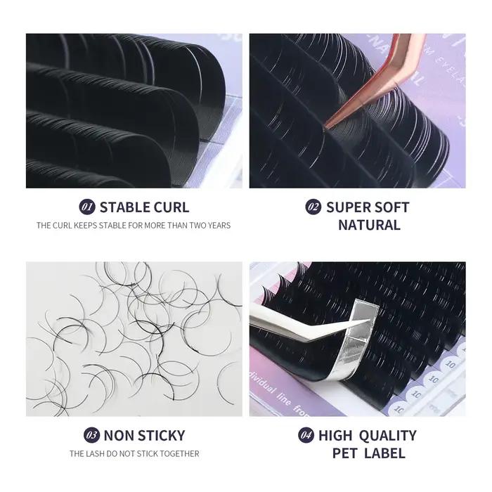ANNAFRIS 16 rangées/plateau noir mat C D DD Curl Extension de cils individuelle Premium Faux vison c