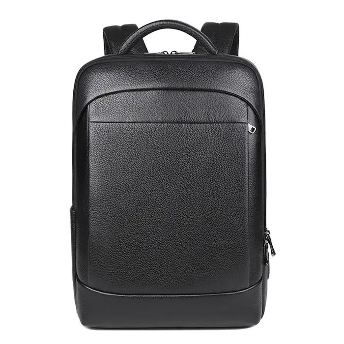 100% sac à dos en cuir véritable hommes 15.6 pouces sac à dos pour ordinateur portable USB Charge an