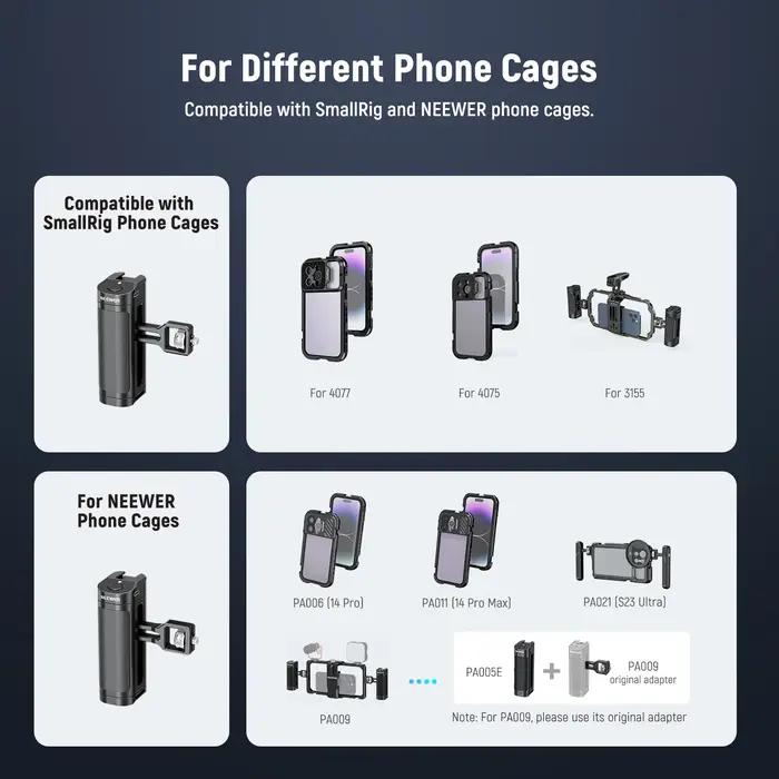 Neewer poignée latérale universelle avec télécommande sans fil pour Smartphone Cage Rig 2 adaptateur