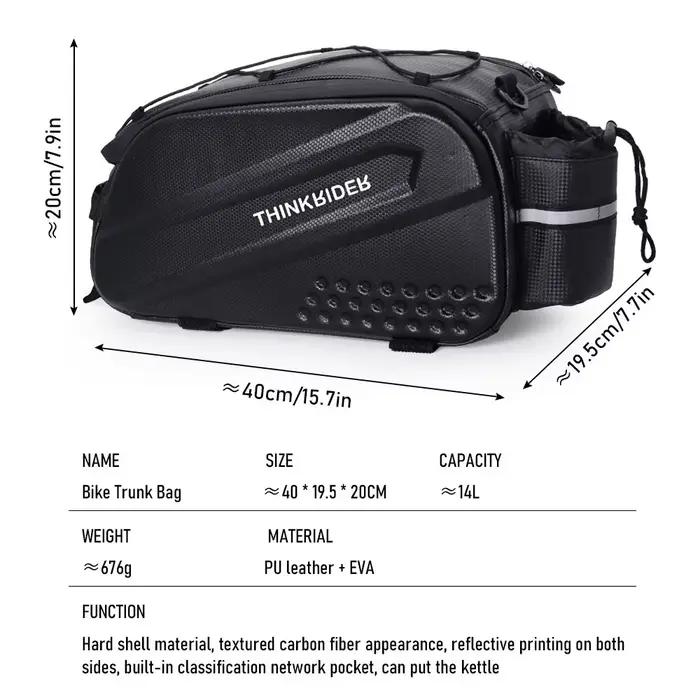 ThinkRider Vélo Dur Shell Tear Punch Sac, 14L grande capacité Punch Sac, Anti-Splash Matériel, avec