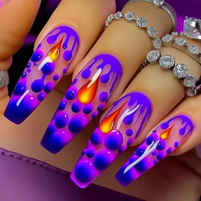 Faux ongles courts, moyens et longs, pointes carrées pour ballet, dégradé, violet, rose, bleu, léopa