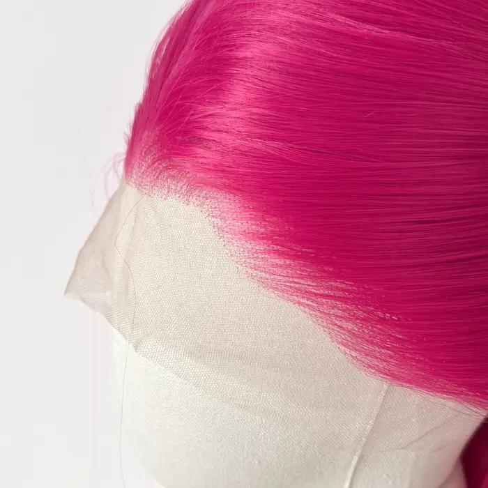 Perruque Lace Front Wig synthétique rose Ashely, 26 pouces, 13x4, longue et lisse, en Fiber résistan
