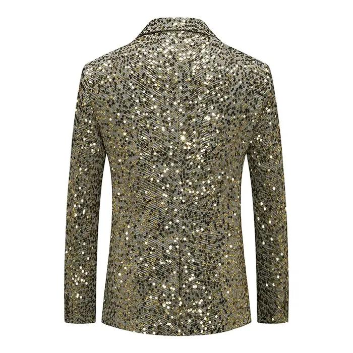 Veste à paillettes pour hommes, blazer à sequins imbibés d'or et d'argent, mode d'affaires, manteau