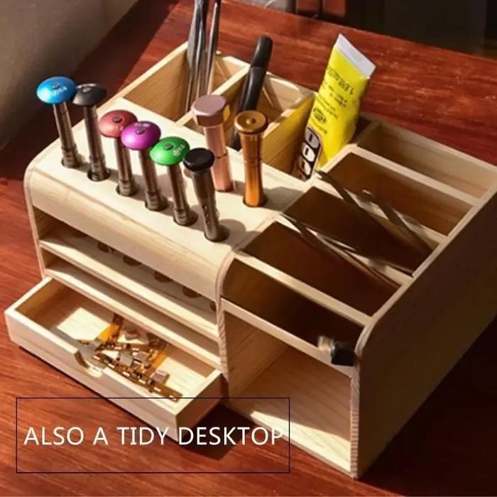 Boîte rangement multifonctionnelle en bois