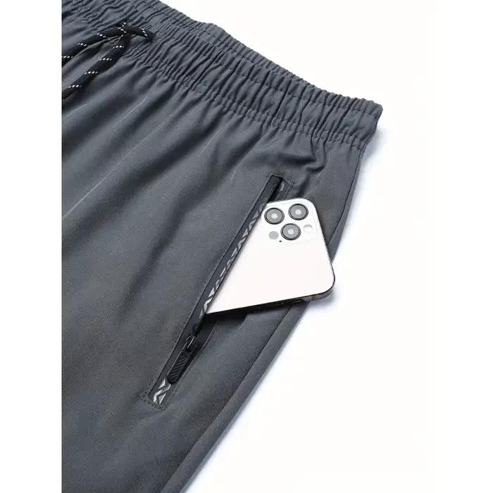 Vêtements pour hommes grande taille, pantalon de jogging décontracté à haute élasticité, coupe ample, poche zippée, respirant, pantalon de fitness