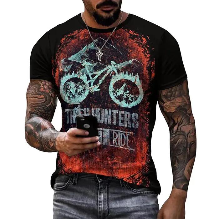 T-shirt graphique de vélo vintage pour hommes et femmes, vêtements College en 3D, haut de sport de gym, streetwear à manches courtes