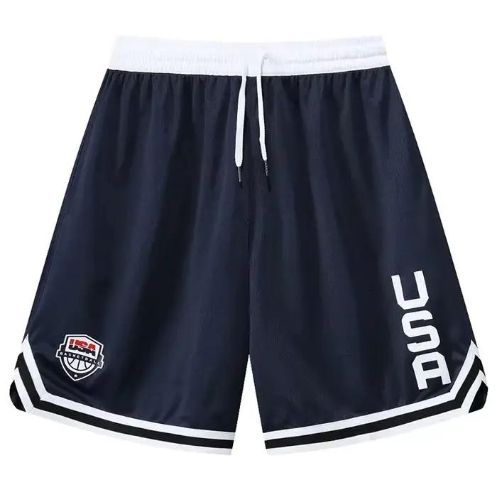 Short de basket-ball imprimé américain pour hommes, short actif, poches amples, cyclisme, exercice,
