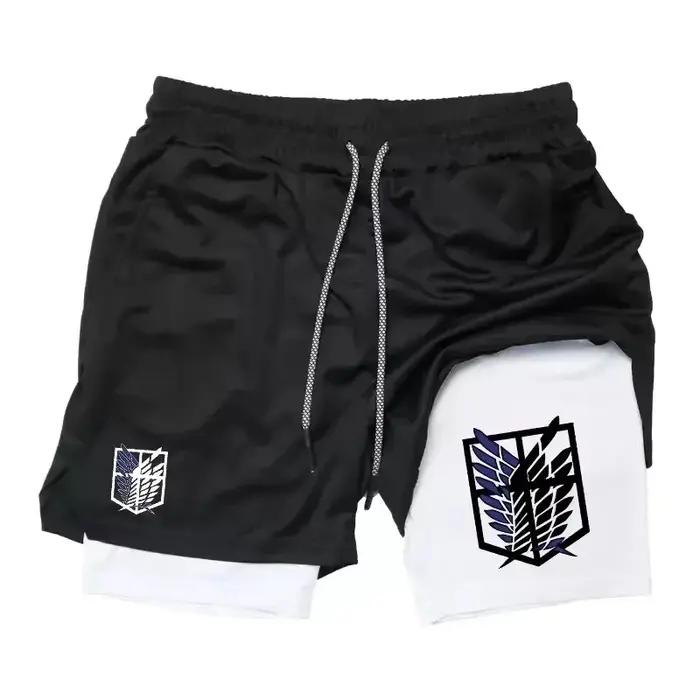 Nouveaux shorts de sport 2-en-1 pour hommes, respirants, décontractés, pour le jogging, l'été, avec