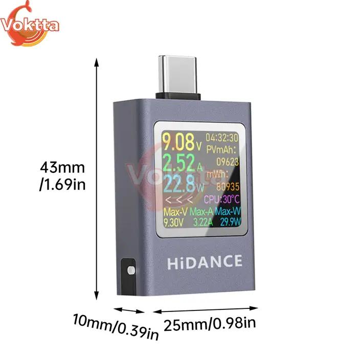 Testeur USB type-c, voltmètre à affichage LED, ampèremètre, compteur de tension de courant continu,