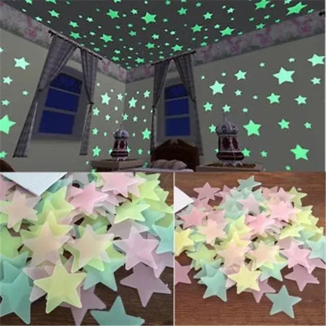 Autocollants étoiles scintillants en PVC, sparadrap d'art mural Fluorescent lumineux dans la nuit so