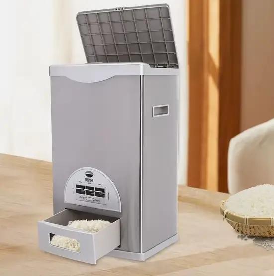 Distributeur existent de Riz en Acier Inoxydable, Conteneur de Stockage, 15kg/33lb