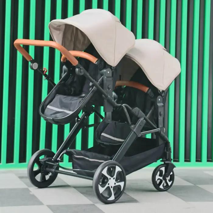 2025 NOUVEAU Poussette double 3 en 1 avec siège auto chariot landau Double Poussette pour deux enfan