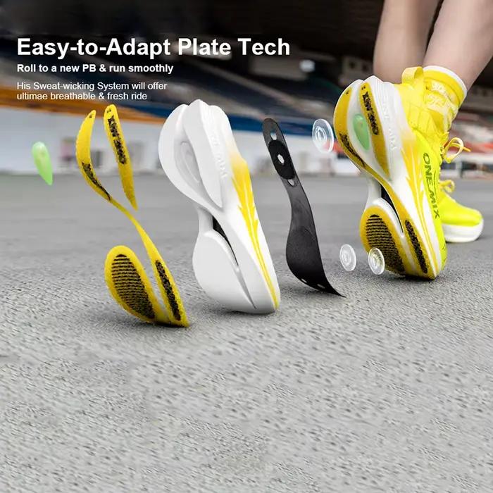 Chaussures de course ONEMIX plaque fibre carbone - Absorption choc baskets marathon professionnel