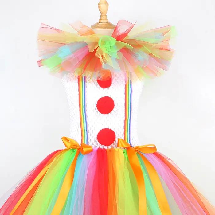 Costumes de Clown Pennywise arc-en-ciel pour filles, robe Tutu d'halloween de Clown de cirque pour e