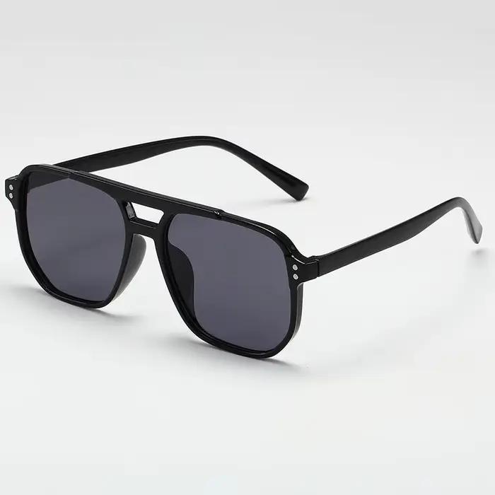 Lunettes de soleil carrées rétro pour femmes et hommes, lunettes de soleil polygonales noires vintag