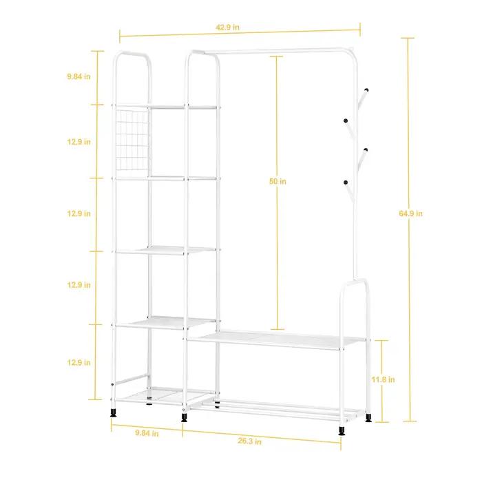 Vêtements autoportants T1 avec étagères, porte-vêtements pour confronterVêtements avec chaussure T1