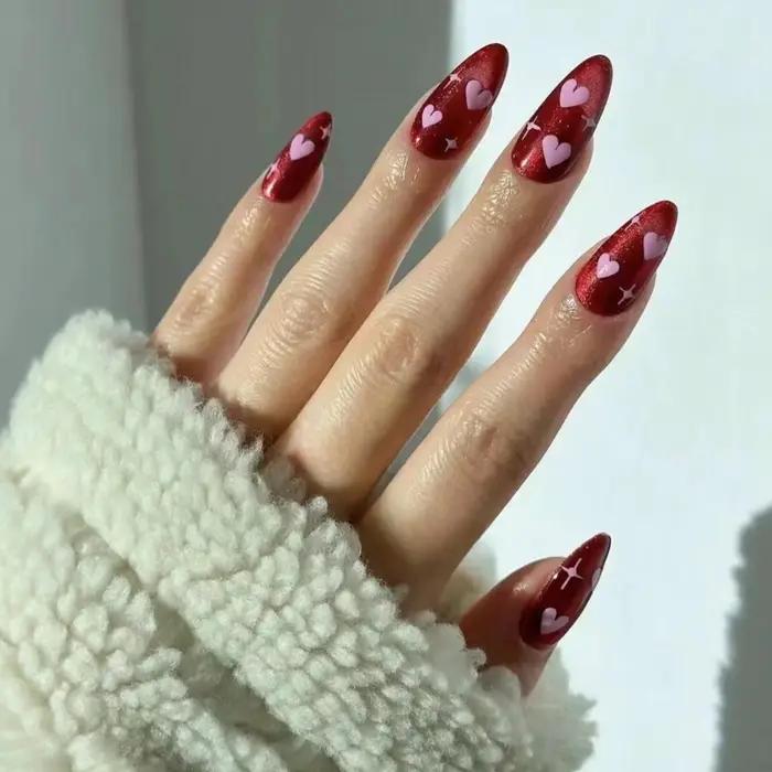 24 faux ongles en amande mi-longs avec motif rayé bleu, à presser, pour femme, amovibles, couvrance