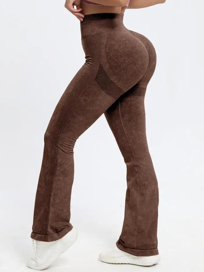 Pantalon moulant taille haute sans couture pour femmes - Yoga, fitness, tricot élastique