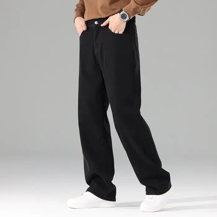 Homme flambant neuf automne jean hommes noir décontracté Baggy pantalon classique droit confortable