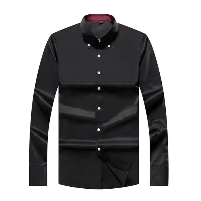 Chemise habillée pour hommes col boutonné formel affaires à manches longues décontracté mode coréenn