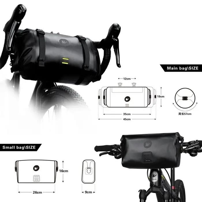 Rhinowalk – sac de guidon de vélo étanche, grande capacité 4L-12L, cadre, Tube avant, sac de cyclism